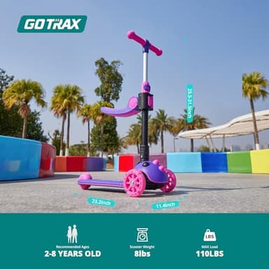 Gotrax KS3 Pro Kick Scooter for Kids, One Key Removable Seat & 3 Extra Wide PU Light-Up Wheels and Anti-Slip Deck, Adjustable Height Handlebar and Lean-to-Steer, Foldable Scooter for Children Aged 2-8 - Image 7