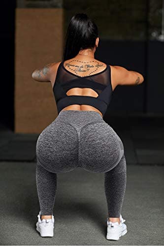 OMKAGI Women Scrunch Butt Lifting Leggings Seamless High Waisted Workout Yoga Pants(M,590-Gray) - Image 4
