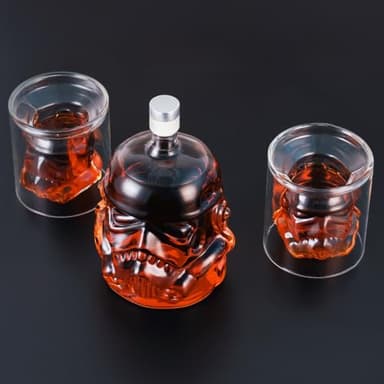 Whiskey Decanter With 2 Glasses, Transparent Creative Flask Carefe Decanter for Brandy, Scotch, Bourbon, Vodka, Liquor Christmas Gift for Men,Dad,Husband,Boyfriend - Image 2