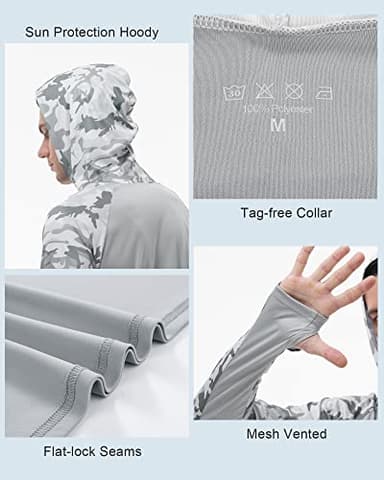 FISHEAL Men's Performance Fishing Hoodie Shirt with Thumbholes - UPF 50 Sun Protection Camo Long Sleeve Shirts Quick-Dry - Image 4