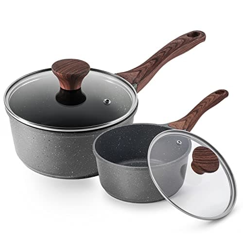 SENSARTE Nonstick Sauce Pan with Lid Saucepan Set, Swiss Granite Coating Sauce Pot Kitchen Cooking Pot Sets, Induction Comptable, Free of Intentionally Added PFOA, 1.5 + 2 QT - Image 1