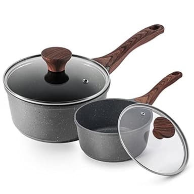 SENSARTE Nonstick Sauce Pan with Lid Saucepan Set, Swiss Granite Coating Sauce Pot Kitchen Cooking Pot Sets, Induction Comptable, Free of Intentionally Added PFOA, 1.5 + 2 QT - Image 1