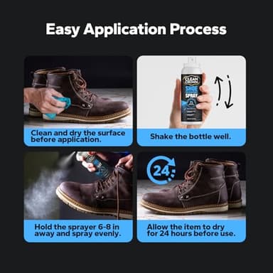 CleanCrown Shoes Protector Spray (5.4 Fl Oz), Suede & Leather Protector Spray, Waterproofing & Stain Guard for Shoes, Boots, Bags & Upholstery, Long-Lasting Water Repellent Spray - Image 4
