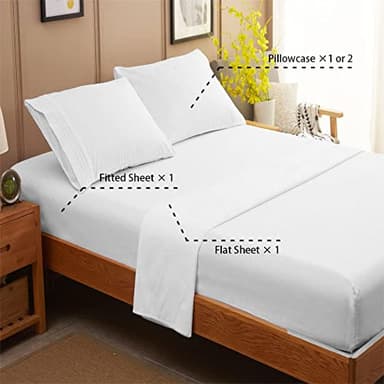 SONORO KATE Bed Sheet Set Super Soft Microfiber 1800 Thread Count Luxury Egyptian Sheets 16-Inch Deep Pocket Wrinkle and Hypoallergenic-4 Piece(Queen White) - Image 2