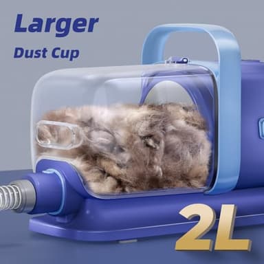 buenkee Dog Grooming Kit with Vacuum, All-in-One Pet Grooming Vacuum for Dogs and Cats, Low Noise Pet Hair Clipper & Shedding Brush, Dog Hair Remover, Cat Pet Groomer Set with Cleaning Brushes, Blue - Image 8