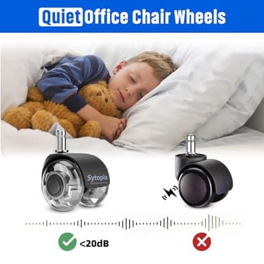 Office Chair Wheels 2" Desk Chair Caster Wheels Smooth Roller Style Quiet for Carpet and Hardwood Floors Universal Fit 11x22 mm Set of 5 Grey - Image 4