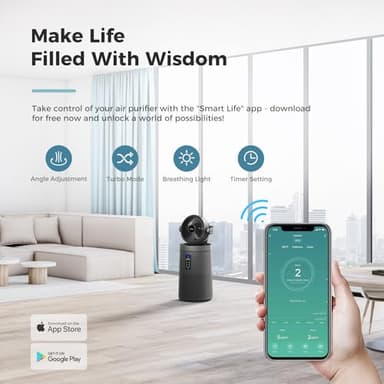 AROEVE Air Purifiers Fan for Home Large Room With 2-In-1 Air Circulator Fan System And Smart WIFI Cover 1980 Sq.Ft Oscillating Air Purifier With Washable Filter For Indoor Whole Home, MK08W-Space Gray - Image 6