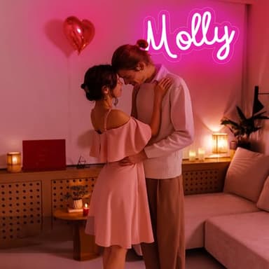 ATTNEON Large Molly Name Neon Sign,LED Molly Name Neon Light for Kids Bedroom,Molly Birthday Party Decoration,Neon Sign Customizable for Wall Decor,Girl Birthday Decor,Size 13.4 * 7.9 inches(JTLD095) - Image 7