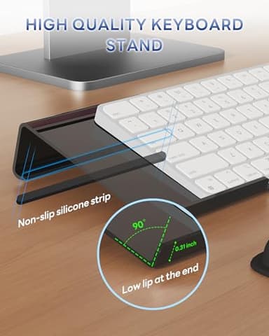 Laborio Computer Keyboard Wrist Rest Stand for Desktop, Keyboard Holder for Easy Typing with Wrist Pad for Office Desk, Home, School (Black) - Image 4