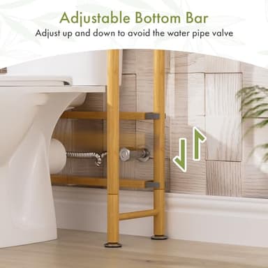AmazerBath Over The Toilet Storage Shelf Bamboo, 3-Tier Over Toilet Organizer Rack, Freestanding Above Toilet Shelf for Bathroom, Laundry, Space Saver, Natural Color - Image 8