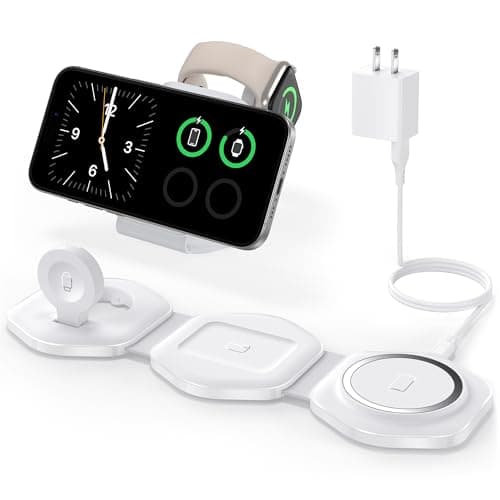 3 in 1 Wireless Charging Station for Apple Multiple Devices, Foldable Magnetic Fast Travel Charger, Compatible with MagSafe iPhone 16 15 14 13 12 Apple Watch & AirPod, Gift for Women - Image 1