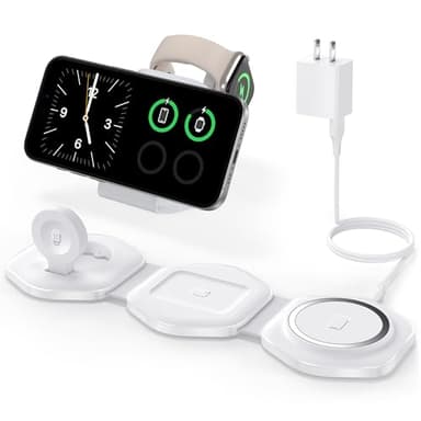 3 in 1 Wireless Charging Station for Apple Multiple Devices, Foldable Magnetic Fast Travel Charger, Compatible with MagSafe iPhone 16 15 14 13 12 Apple Watch & AirPod, Gift for Women - Image 1