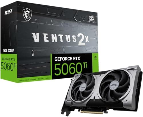 MSI Gaming RTX 5060 Ti 16G Ventus 2X OC Plus Graphics Card (16GB GDDR7, 128-bit, Extreme Performance: TBA MHz, DisplayPort x 3 2.1a, HDMI 2.1b, NVIDIA Blackwell Architecture) - Image 1