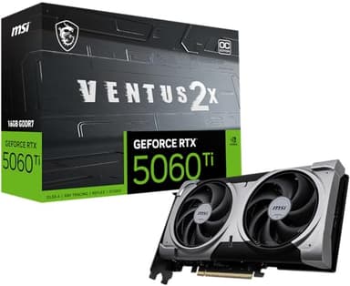 MSI Gaming RTX 5060 Ti 16G Ventus 2X OC Plus Graphics Card (16GB GDDR7, 128-bit, Extreme Performance: TBA MHz, DisplayPort x 3 2.1a, HDMI 2.1b, NVIDIA Blackwell Architecture) - Image 1