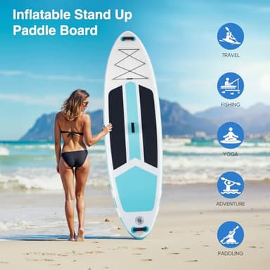 Sweetcrispy Inflatable Stand Up Paddle Board with Premium SUP Paddleboard Accessories,2-in-1 Paddle,Wide Stable Design,Non-Slip Comfort Deck for Adults & Youth of All Skill Levels,Blue - Image 5