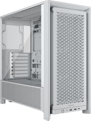 CORSAIR 4000D RS Frame Modular High Airflow Mid-Tower PC Case – 3X CORSAIR RS Fans – InfiniRail™ Fan Mounting System – Fits Multiple 360mm Radiators – Reverse Connector Motherboard Compatible – White - Image 1