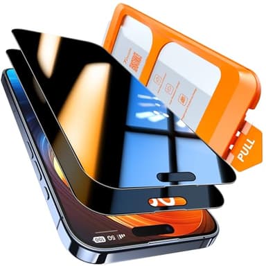 TOCOL for iPhone 15 Privacy Screen Protector 9H+ Hardness Tempered Glass Full Coverage Screen Protector Easy Installation 2 Pack - Image 1