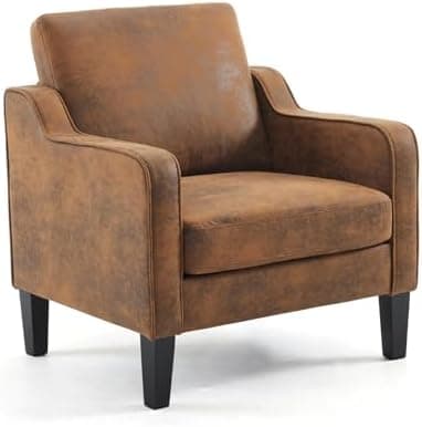 VINGLI Accent Chair for Living Room Chairs Rustic Reading Chair for Bedroom Scooped Arm Chair Mid Century Modern Accent Chairs Upholstered Comfy Chair for Apartment, Waiting Room - Image 2
