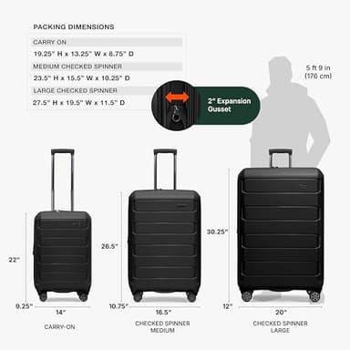 Traveler's Choice Pagosa Indestructible Hardshell Expandable Spinner Luggage, Black, 22-Inch Carry-on - Image 4