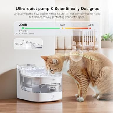 PETGUGU Cat Water Fountain, Automatic Water Dispenser, 2L Pet Water Fountain Transparent Water Tank, 8 Layers Filters Cat Fountain Dog Water Fountain Wireless Pump 2.4G WiFi PF1L - Image 4
