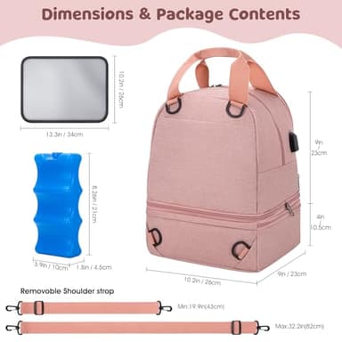 OCKLILY Pump Bag, Breast Pump Carrying Bags with Ice Pack & Waterproof Mat, Breast Pump Bag Compatible with Spectra S1 S2, Pumping Bags Milk Bottle Cooler for Work Travel Camping, Pink - Image 8