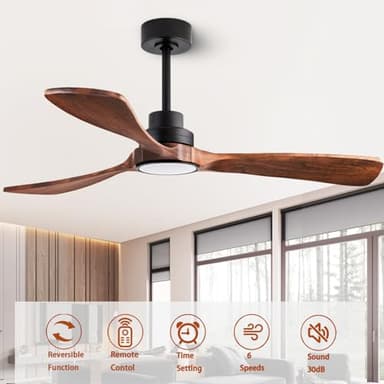 dearnow 52” Ceiling Fans with Remote Control/Dimmer and Color Reduction with 3 Solid Wood Fan Blades, Ceiling Fan can be Used Indoors and Outdoors for Living Room, Dining Room, Pavilion Yard. - Image 4