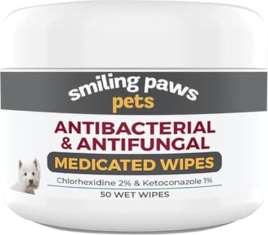 Smiling Paws Pets - Antibacterial & Antifungal Wipes for Dogs & Cats (with Chlorhexidine & Ketoconazole) - Image 1