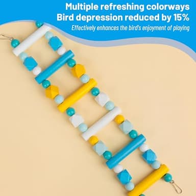 HASSLICKIT Wooden Ladders Bird Swing, Bird Cage Accessories, Climbing Hanging Cage Stands Colorful Toys for Budgerigar, Parakeet, Conure, Cockatiel, Mynah, Love Birds, Finches, BLUE,YELLOW - Image 3