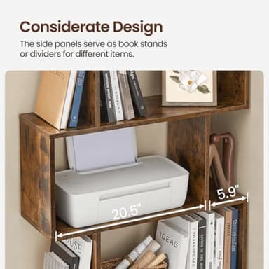 VASAGLE Bookcase, 5-Tier Bookshelf, Display Shelf and Room Divider, Freestanding Decorative Storage Shelving, Rustic Brown ULBC62BX, 27.6”L x 9.4”W x 62.6”H (70 x 24 x 159 cm) - Image 4