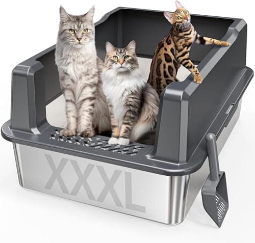 Extra Large XXL Stainless Steel Cat Litter Box with Lid, 26" L x 18" W x 12" H Metal Litter Box with Hight Sides for Big Cats & Multiple Cats, Never Absorbs Odors, Anti-Urine Leakage, Easy Cleaning - Image 1