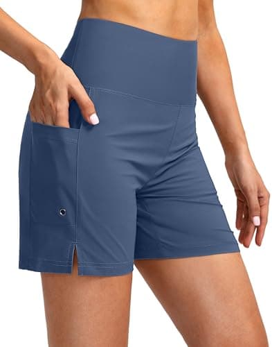 G GRADUAL Women's 5" High Waisted Swim Board Shorts with Phone Pockets UPF 50+ Quick Dry Beach Shorts for Women with Liner(Dusty Blue,M) - Image 1
