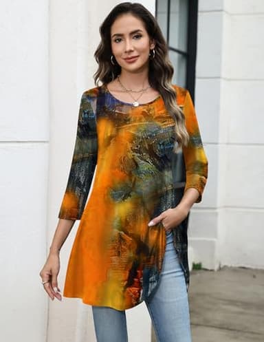 Zeagoo Women's Crew Neck Tops Casual 3/4 Sleeve T Shirts Summer Basic Tees Loose Cute Tunic Blouses Work Top - Image 3