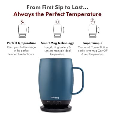 Nextmug Plus - Temperature-Controlled, Self-Heating Coffee Mug (Slate Blue - 18 oz.) - Image 2