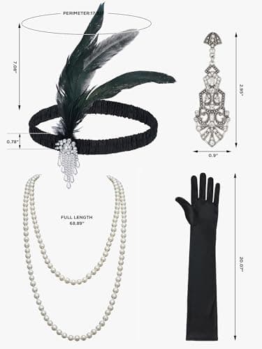 YESSA Flapper Dresses 1920s Gatsby Dress for Women Roaring 20s Costumes Fringed Sequin Cocktail Dress with 20s Accessories Black X-Large - Image 5