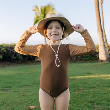 SwimZip Wide Brim Sun Hat | UPF 50+ Protection for Baby, Toddler, and Kids Beige - Image 2