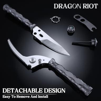 DRAGON RIOT Heavy Duty Kitchen Scissors - Sharp Scissors for Cutting Chicken, Poultry, Turkey, Meat - Stainless Food Kitchen Shears for Professionals - Spring Loaded (Grey) - Image 6