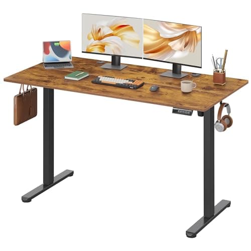 DEVAISE 55 x 28 Inches Electric Standing Desk, Adjustable Height Stand up Desk, 28" Deeper Desktop Sit to Stand Desk with 3 Memory Preset, Adjustable Computer Desk for Home Office (Rustic Brown) - Image 1