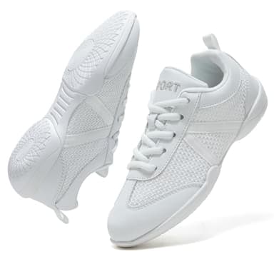 HWJHMX White Cheer Shoes for Girls Womens Youth Cheerleading Shoes Competition Cheering Team Gear Cheer Sneakers Sports Cheerleaders Athletic Comfortable Flats Breathable Soft Kids Cheer Shoes - Image 3