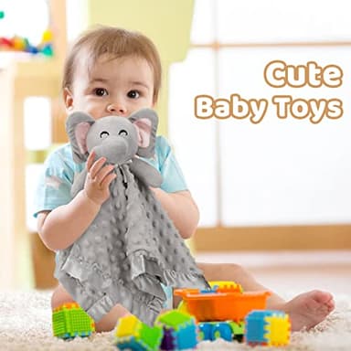 Pro Goleem Elephant Security Blanket, Soft Lovey Unisex Lovie Baby Gifts for Newborn Boys and Girls Snuggle Toy Stuffed Animal Grey 16 Inch - Image 4