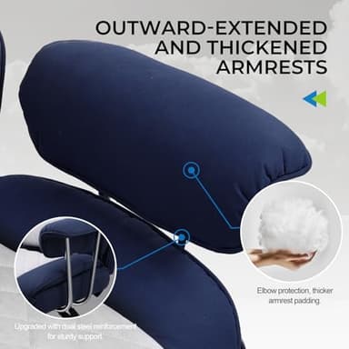 GTRACING Gaming Chair,Office Chair with Pocket Spring Lumbar Support, Ergonomic Comfortable Wide Office Desk Computer Chair with Outward Fixed Soft Armrests and Footrest (Fabric, Dark Blue & White) - Image 6
