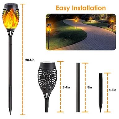 Albelt 12 Pack Solar Lights Outdoor, Solar Torch Lights with Flickering Flame for Garden Decor, Super Bright Waterproof Solar Garden Lights, Flame Torch for Outside Landscape Yard Party Decorations - Image 6