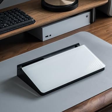 Aroundesk Glass Desktop Whiteboard with Storage 12"x6.5", Glass Whiteboard Desk Dry Erase Board w. 2 Markers,1 Eraser Monitor Mono Board, Office Desk Accessories, Work from Home Essentials - Image 10