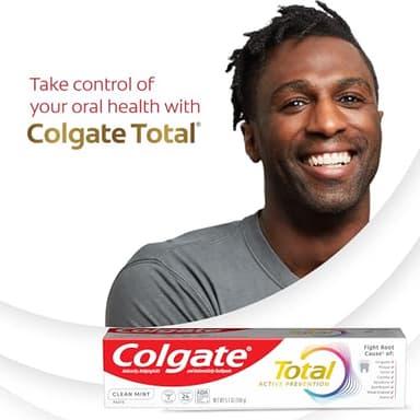 Colgate Total Clean Mint Toothpaste, 10 Benefits, No Trade-Offs, Freshens Breath, Whitens Teeth and Provides Sensitivity Relief, Clean Mint Flavor, 4 Pack, 5.1 Oz Tubes - Image 8