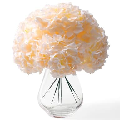 SITUMEIZI 540 Petals Silk Hydrangea Artificial Flowers Big Heads with Stems Fake Hydrangea Bouquets Faux for Home Wedding Party Spring Decor, Pack of 6(Champagne,VASE NOT Included) - Image 1