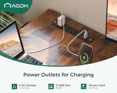 AODK L Shaped Desk with 4 Tier Drawers, 53" Reversible Gaming Desk with Power Outlets, L Shaped Computer Desk with USB Charging Port and Host Stand, Home Office Corner Desk, Easy to Assemble, Vintage - Image 5