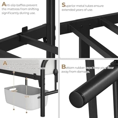 Yaheetech Metal Bed Frame Queen Size Metal Platform Bed Frame with Victorian Style Headboard/Footboard/Easy Assembly/No Box Spring Needed/Black - Image 5