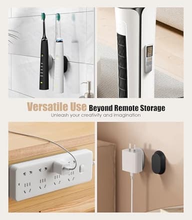 Nearockle 4 Pack Magnetic Remote Control Holder Wall Mount, Upgraded Silicone Remote Control Organizer Strong Adhesive TV Remote Charger Holder Caddy Back of TV(Black & White) - Image 6