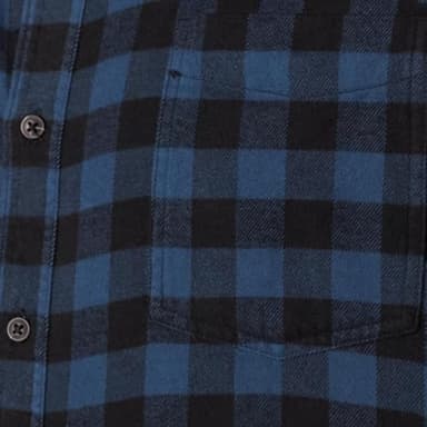 Amazon Essentials Men's Flannel Shirts Long Sleeve, Slim-Fit Button Down Plaid, Black Blue Buffalo Plaid, X-Small - Image 7