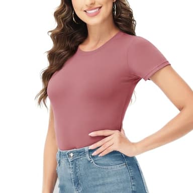 TNNZEET Bodysuits for Women - Black Bodysuit Women Tops Round Neck T Shirts for Fashion Body Suit Outfits Going Out Tops - Image 3