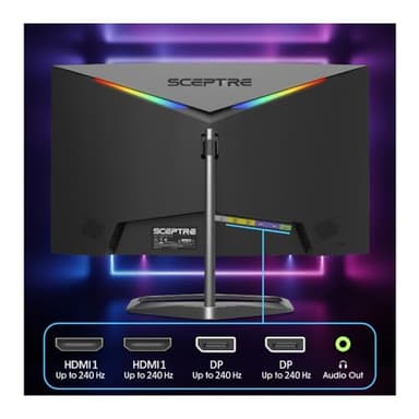 Sceptre Curved 24.5-inch Gaming Monitor up to 240Hz 1080p R1500 1ms DisplayPort x2 HDMI x2 Blue Light Shift Build-in Speakers, Machine Black (C255B-FWT240) - Image 5